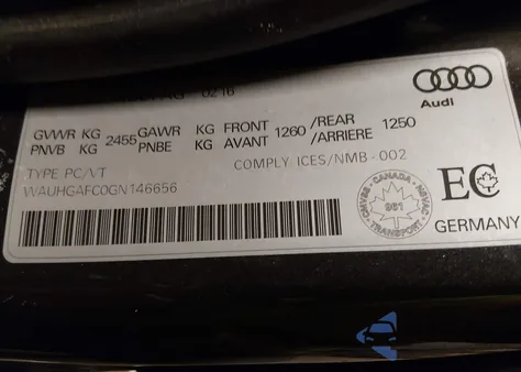 2016 Audi A6 3.0T Premium Plus из США, поврежденный, VIN WAUHGAFC0GN146656